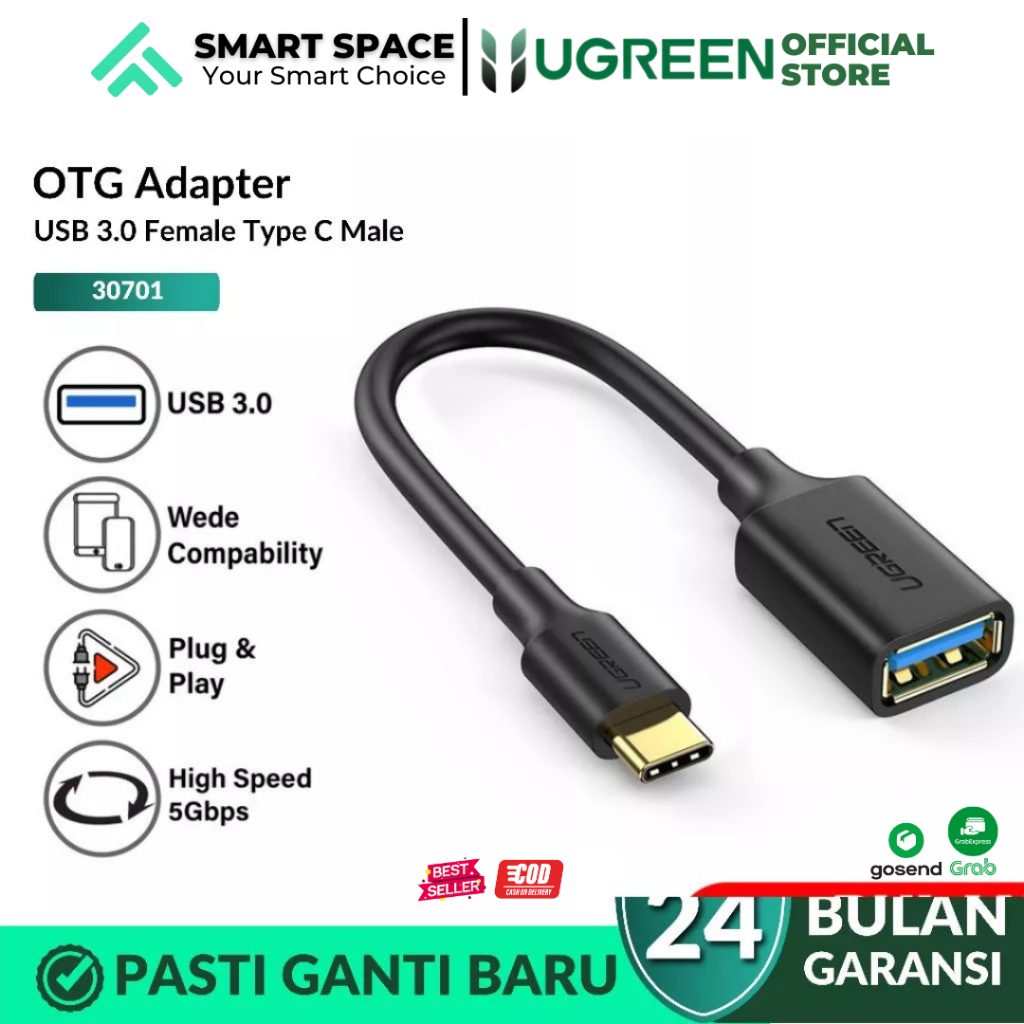 Jual UGREEN OTG USB Type C To USB A 3.0 Adapter Converter 5Gbps 30701 ...