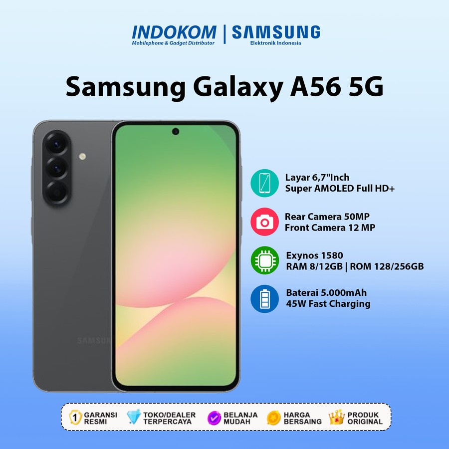 Samsung Galaxy A56 5G Dual SIM 128 GB dengan berbagai varian warna