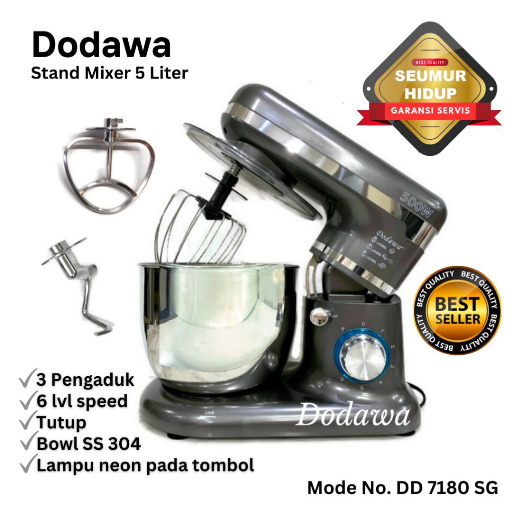 Stand Mixer Dodawa liter mixer silver gray ORI bergaransi resmi  alat baking mikser mesin adonan kue