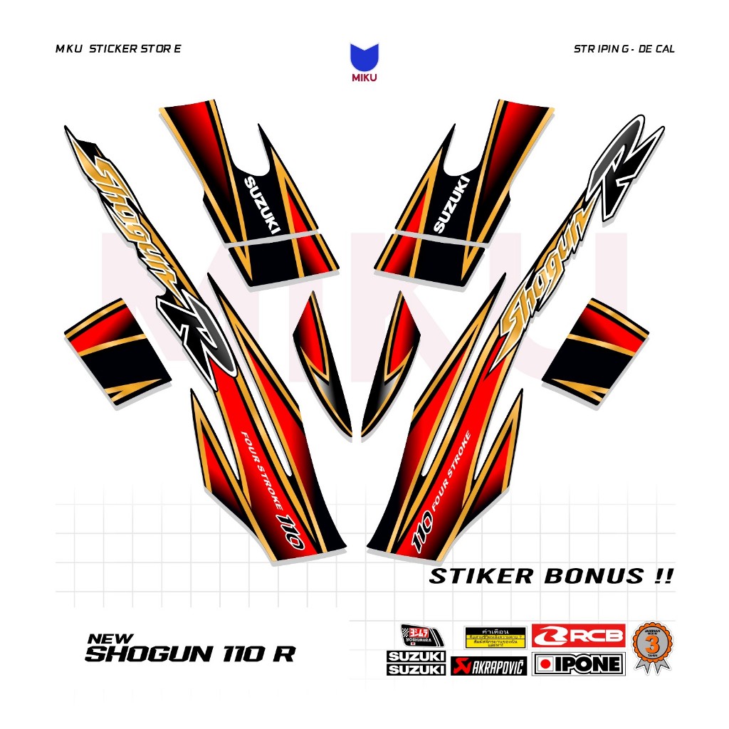 Jual SH44b Stiker Suzuki Shogun 110 R Sticker Striping Motor Shogun Old ...