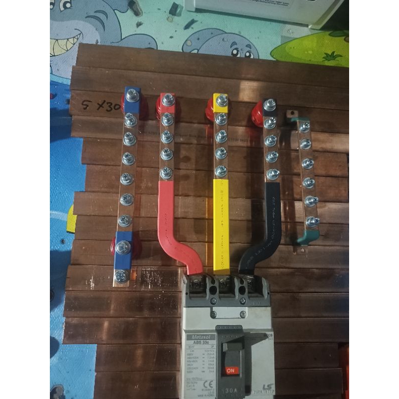 Jual BUSBAR 3×15 RSTN + GROUND PANJANG 20 CM UNTUK MCCB 30A/100A ...