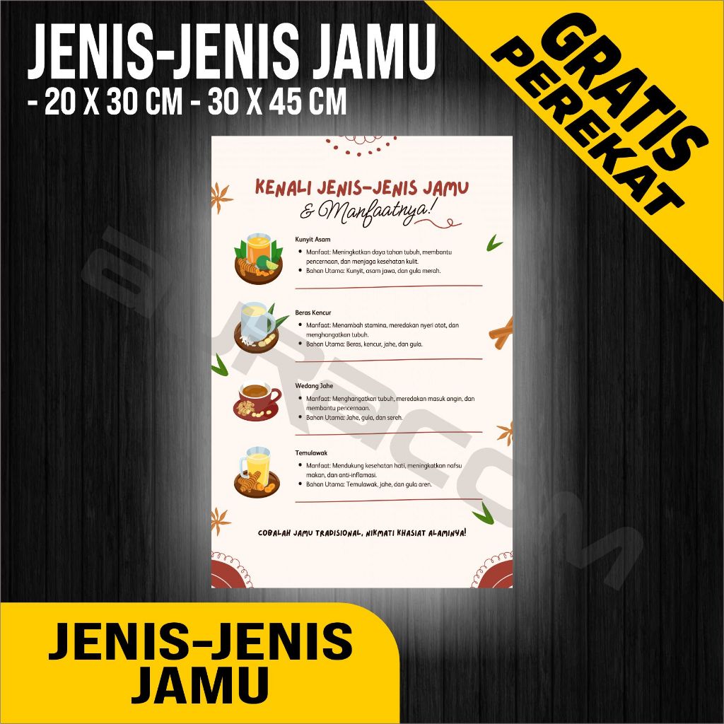 Jual AKRILIK & KERTAS IVORY, POSTER MENGENALI JENIS - JENIS JAMU ...