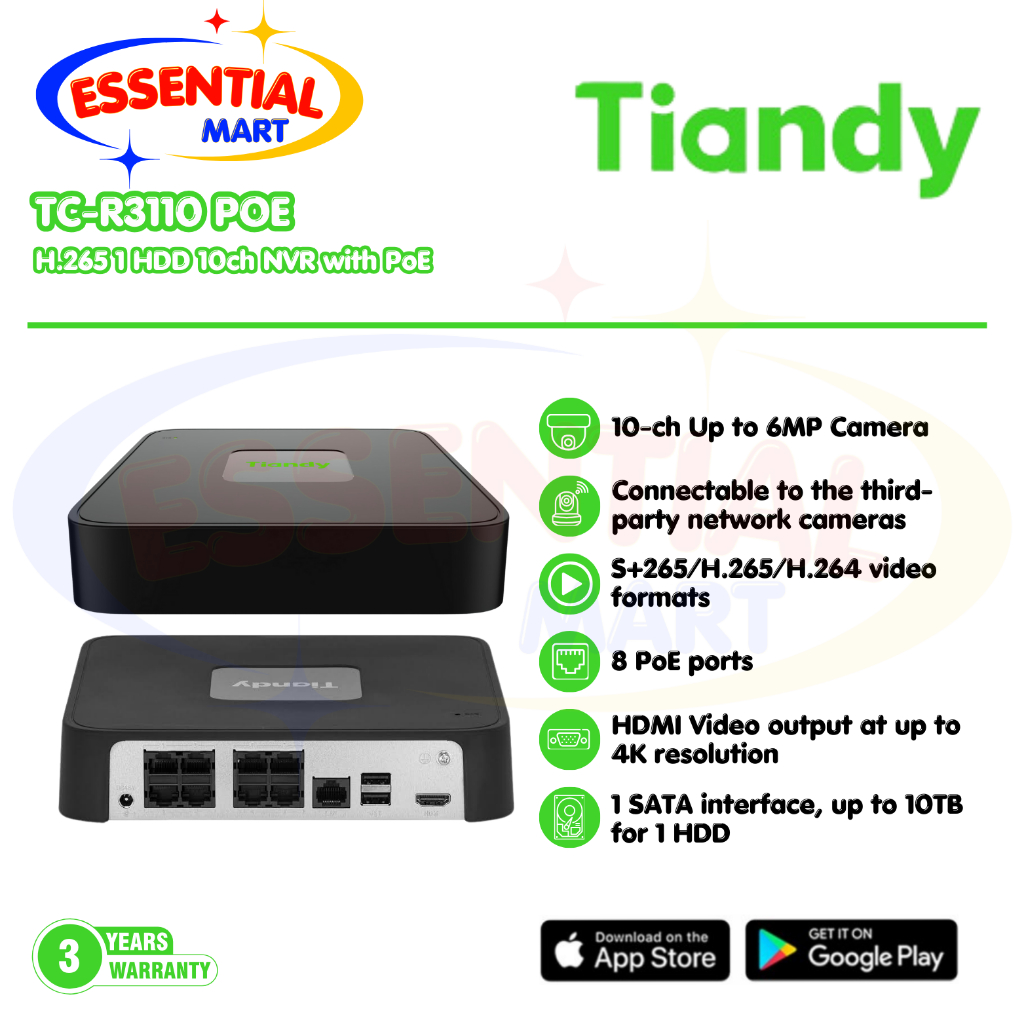 Jual NVR 10CH Tiandy TC-R3110 POE Up To 6MP | Shopee Indonesia