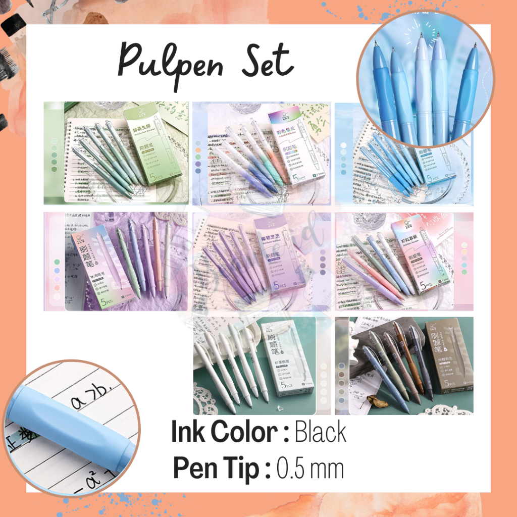 Jual SPR 1 Set Bulpen Isi 5 PCS Pulpen Pena Pen Gel 0.5 mm Dengan Box ...