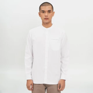 M231 Kemeja Pria Koko Shanghai Polos Oxford Panjang Putih 1552A