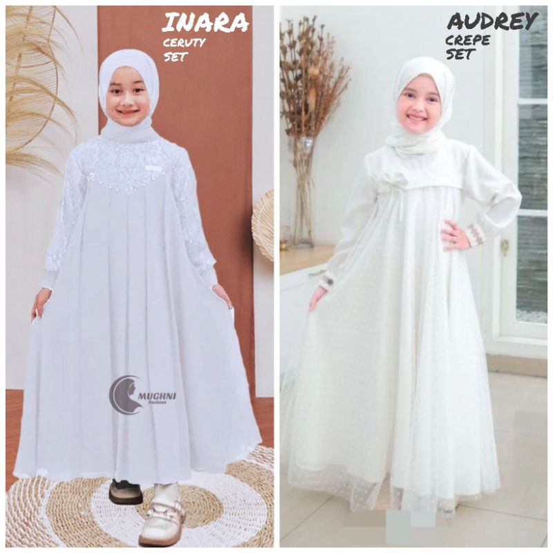 Jual INARA Gamis Anak Set Hijab (Bisa Couple) Gamis Putih Anak ...