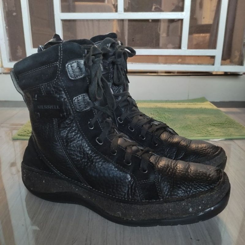 Jual MERRELL Caliber Outdoor Waterproof Mid Boots Black Leather ...