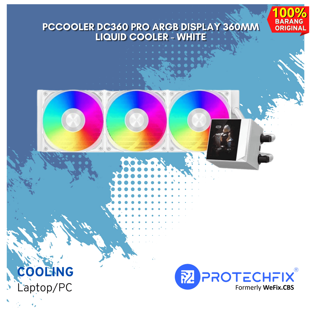 Jual PCCOOLER DC360 PRO ARGB DISPLAY 360mm Liquid Cooler - WHITE ...