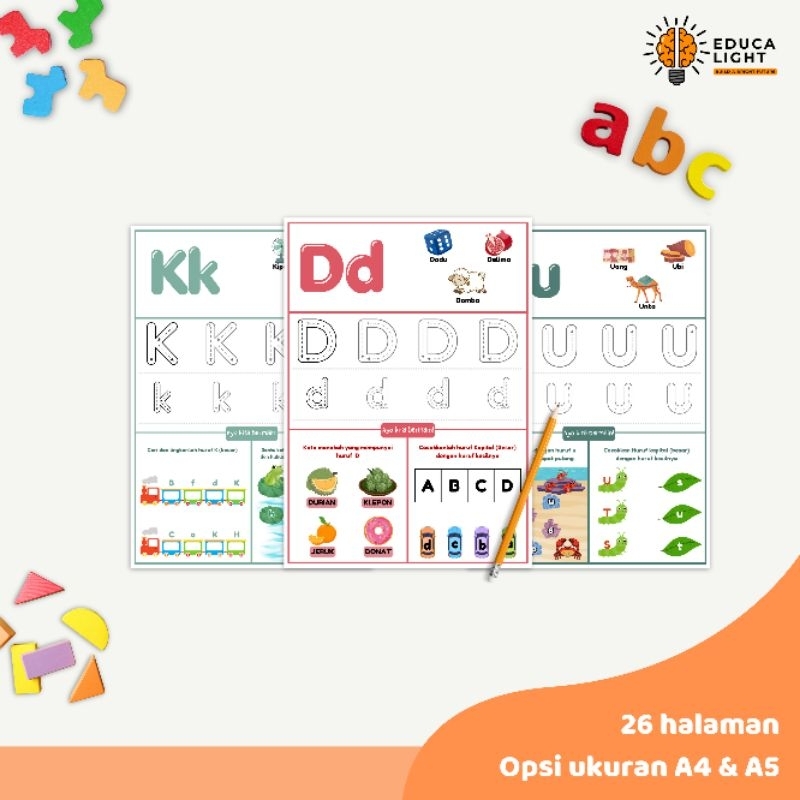 Jual Alfabet Pertamaku - Worksheet Wipe and clean - Lembar Kerja Huruf ...
