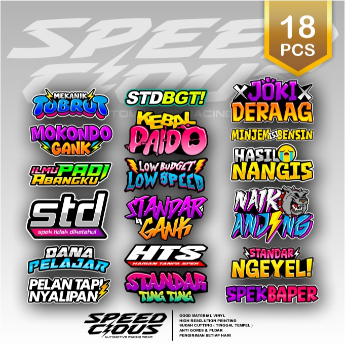 Jual 18 PCS STIKER PACK RACING VINYL KATAVIRAL STANDART GANK KEBAL ...