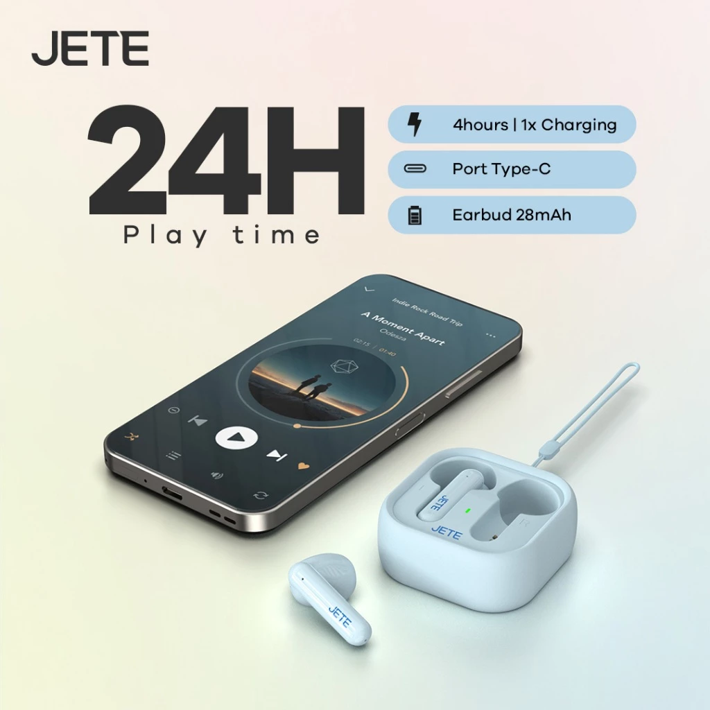 JETE TWS Bluetooth CE8 Earbuds Macaron BT 5.3 Super Bass , 24 Hours Playtime - Garansi 2th