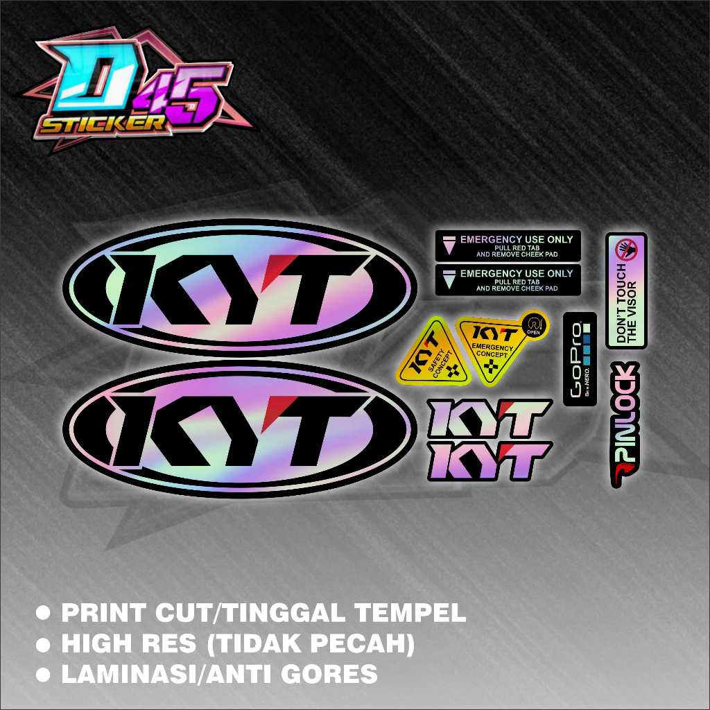 Jual Stiker Print Cut Helm KYT / Cutting Stiker Helm KYT satu set ...