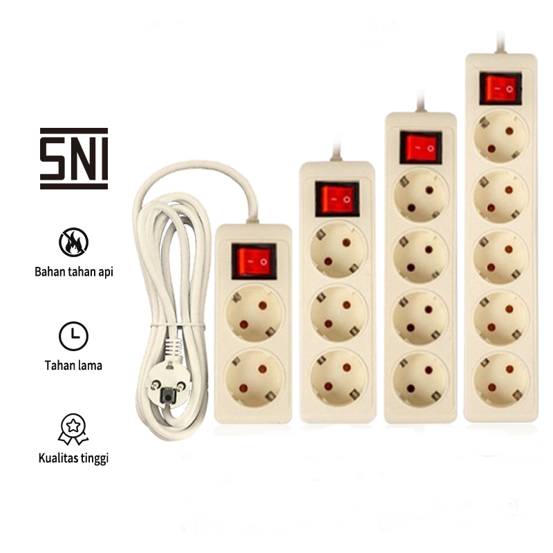 Jual Stop Kontak Kabel 2/3/4/5 Lubang Stop Kontak On Off Kabel 1,5M 3M ...