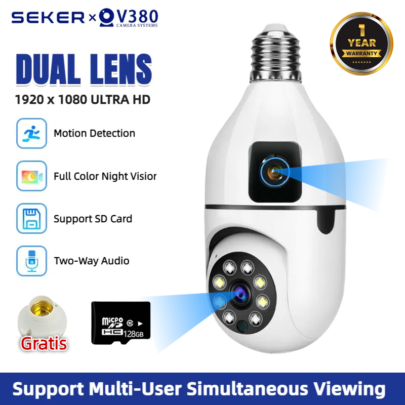 Jual V380 Pro Dual Lens CCTV Lampu WiFi 8MP HD 360 PTZ Full View