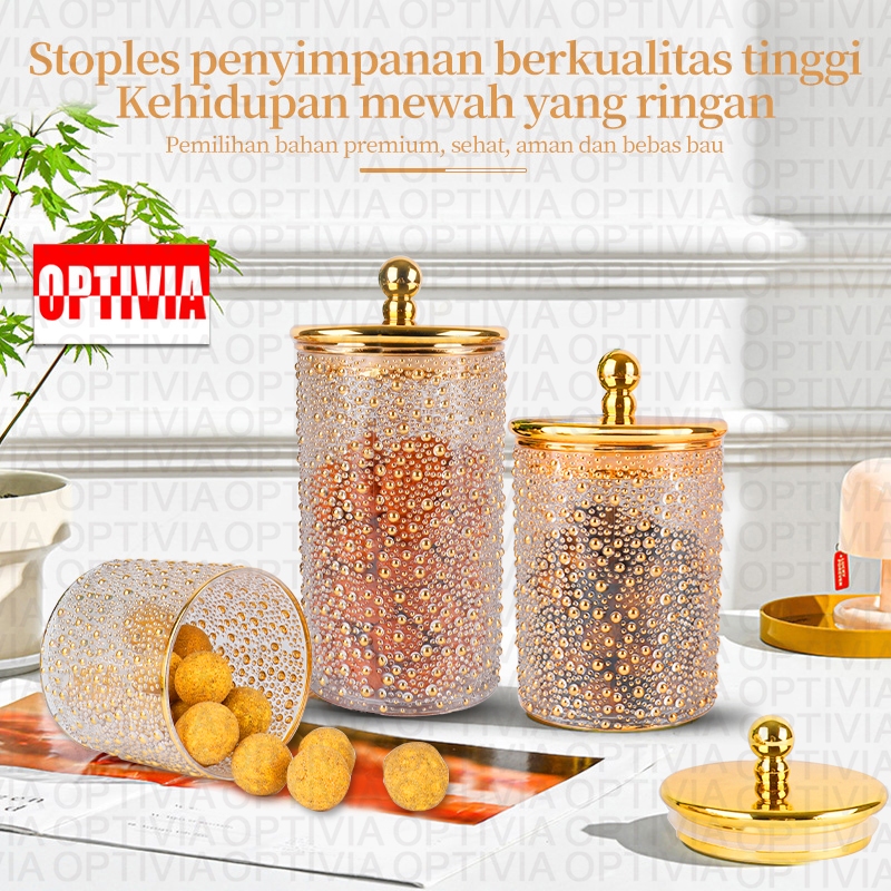 Jual OPTIVIA Toples titik emas set mewah / Storage Container Transparan ...