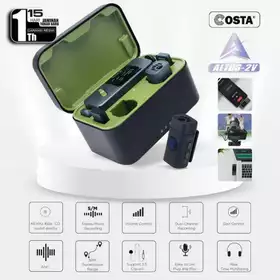 COSTA Altus 2V Dual Channel Wireless Microphone Lavalier Compact Clarity Sound Mono Stereo ANC