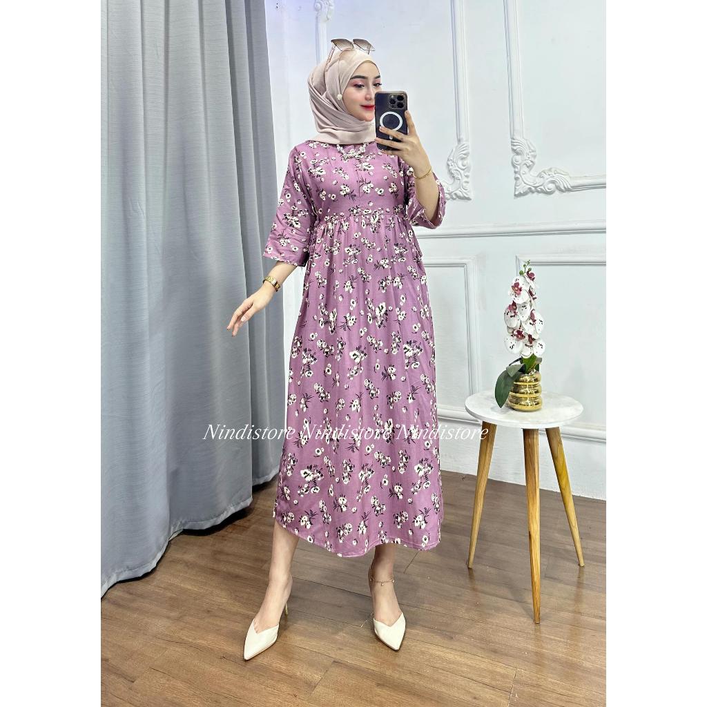 Jual Dress Miranda Rayon Lengan 3/4 / Daster Rayon / Midi Dress Busui /  Daster Midi | Shopee Indonesia