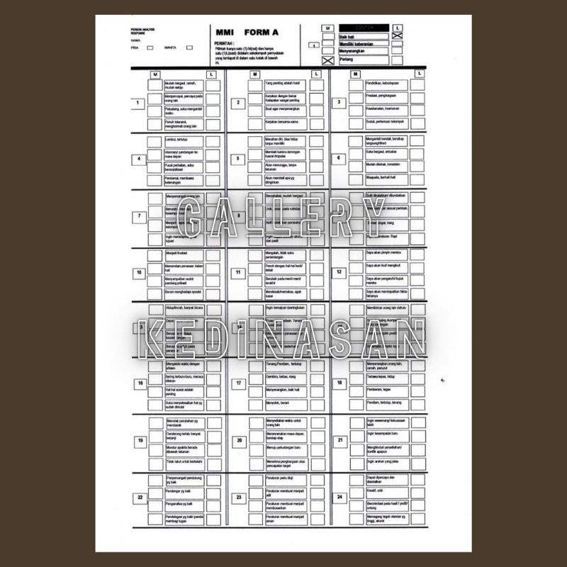 Jual ALAT TES PSIKOLOGI LATIHAN PSIKOTEST DISC MBTI MSAI MSDT | Shopee ...