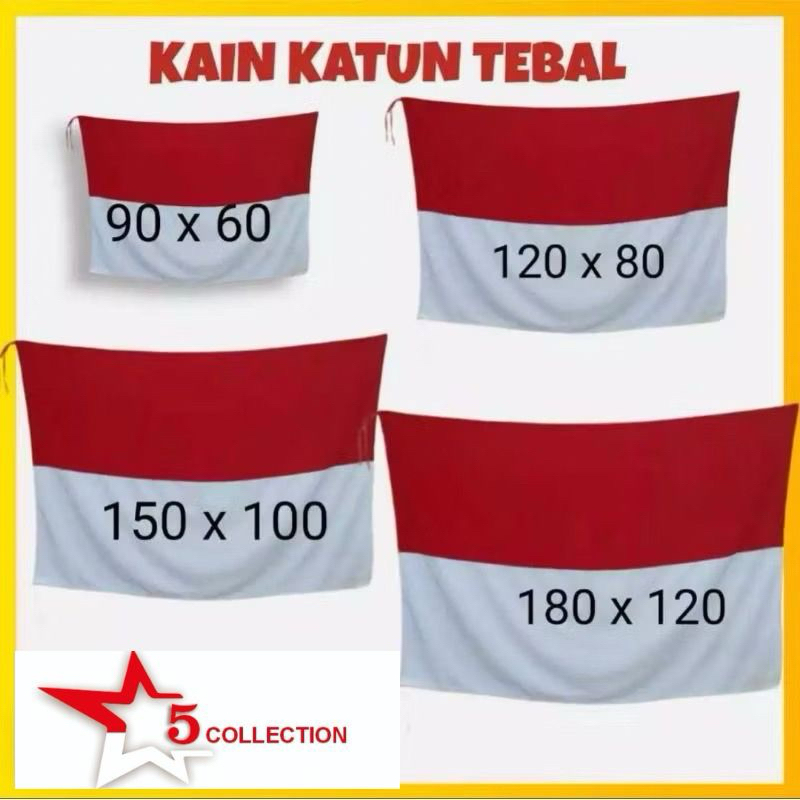 Bendera Merah Putih Kain Katun Tebal Sangsaka Indonesia HUT Kemerdekaan RI Dirgahayu