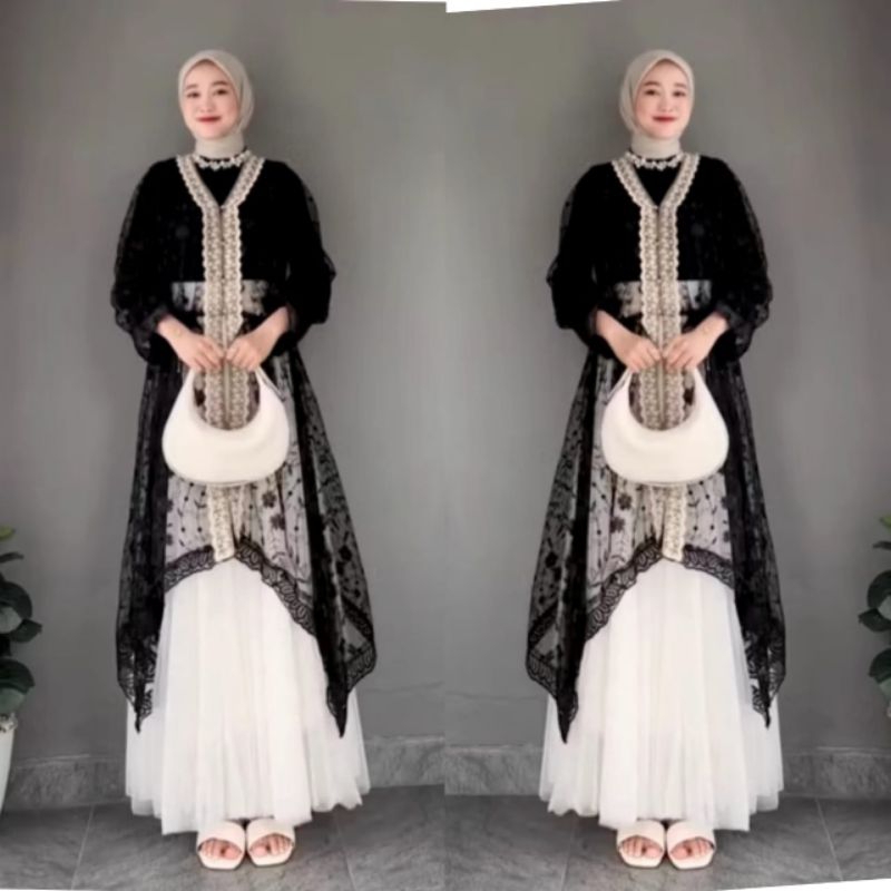 Jual Raya Dress Satu Set Inner Outer Dan Rok Tutu Gamis Pesta Mewah ...