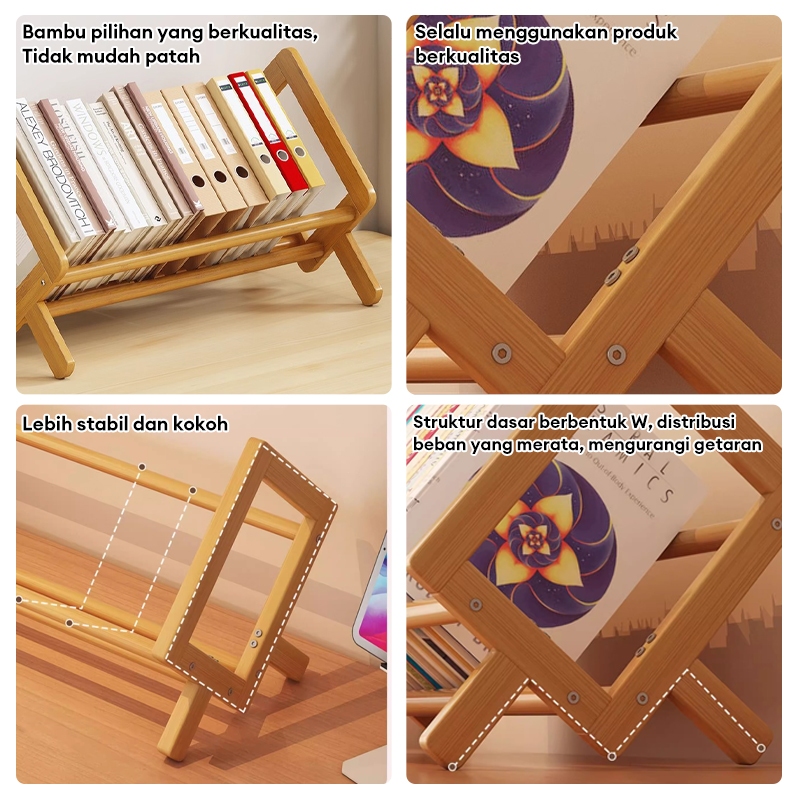 Jual Rak Buku Meja Kayu Rak Meja Rak Organizer Buku Rak Penyimpanan ...