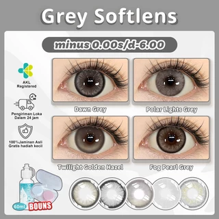 [beli 1 gratis 2] Mysticeyes Softlens Grey Series minus 0.00s/d-6.00 1 Pasang Softlens +Air Pencuci Softlens 60ml+lenscase