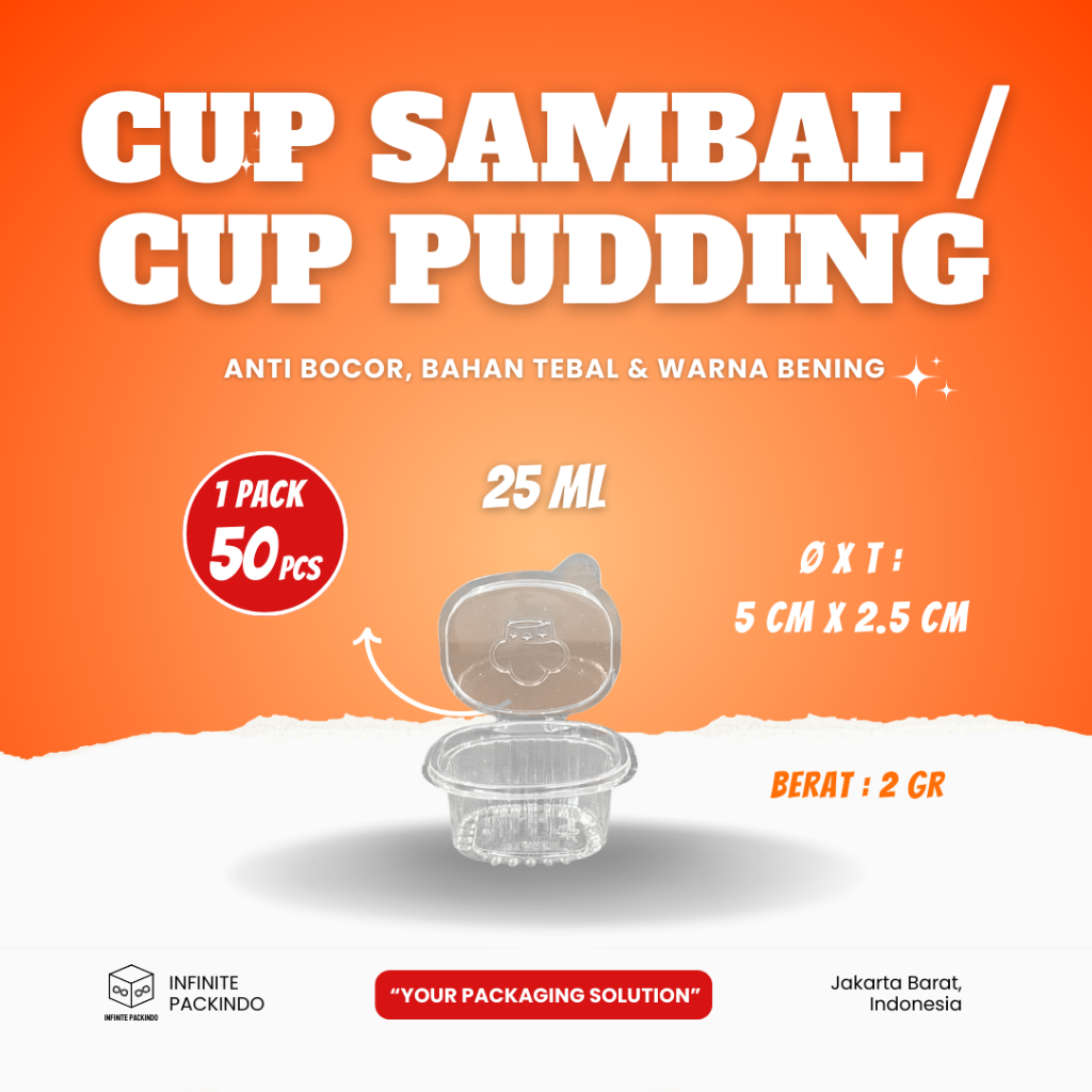 Jual (ISI 50 PCS) Cup Saos Sambal / Cup Pudding Tebal 25ml 35ml 60ml ...