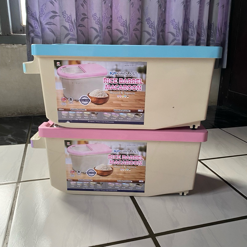 Jual TEMPAT BERAS KIMPLAST 10KG || RICE BARREL MACAROON || DISPENSER ...