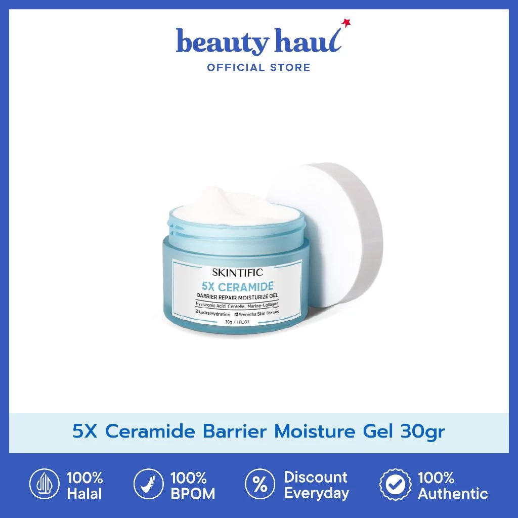 SKINTIFIC 5X Ceramide Barrier Moisture Gel โMoisturizer Gel Ringan untuk Oil Control, Calming, Pelembab Wajah Brightening & Menjaga Skin Barrier