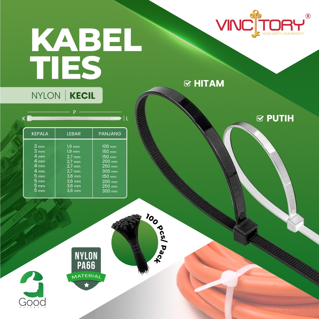Jual Vincitory Kabel Ties Nylon Cable Ties Tali Krek Pengingat Bungkus ...