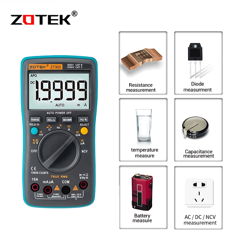 Jual Zotek ZT-303 Digital Multimeter 19999 counts True-RMS Back light ...
