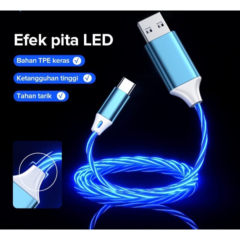 Jual KABEL DATA LED 6A 120W USB Type C MICRO SUPER FAST CHARGING ...