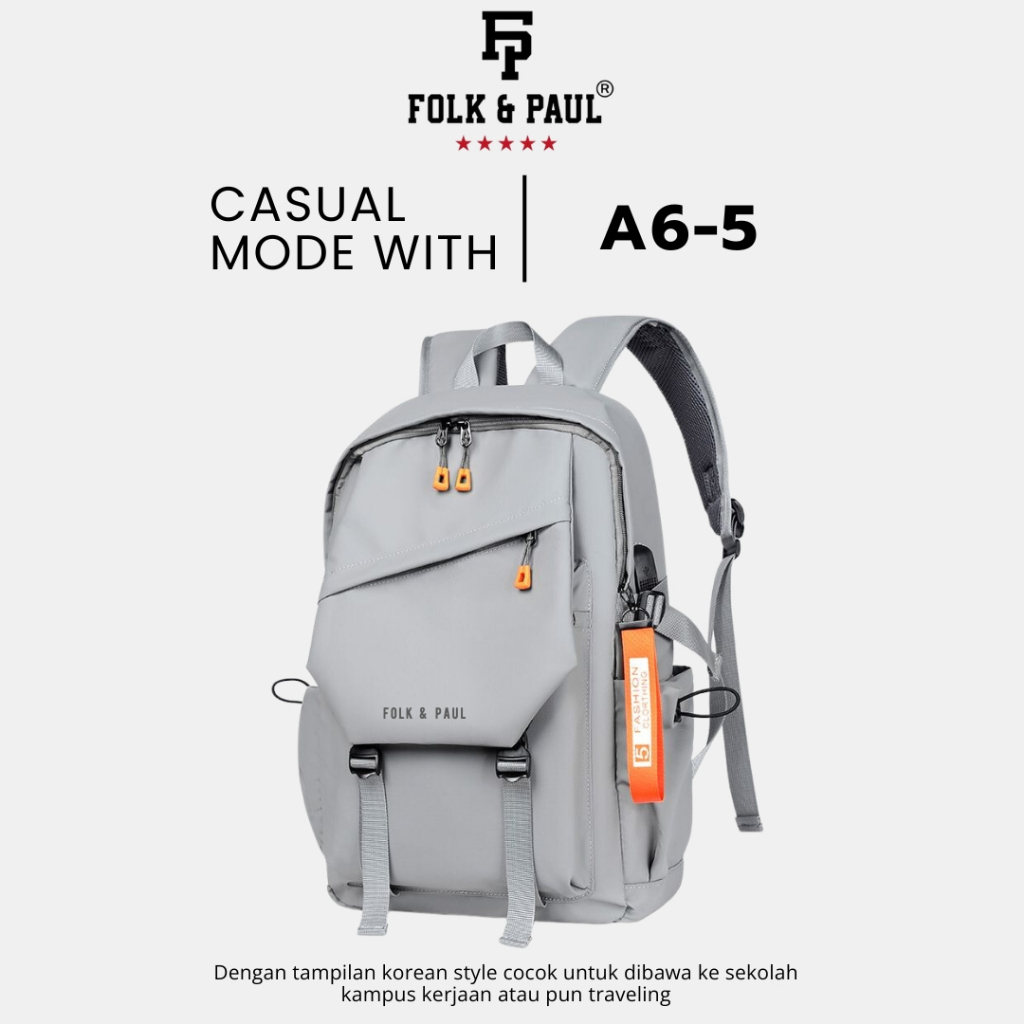 Jual Folk & Paul - Tas Ransel Laptop USB Backpack Sekolah Pria Anti Air ...