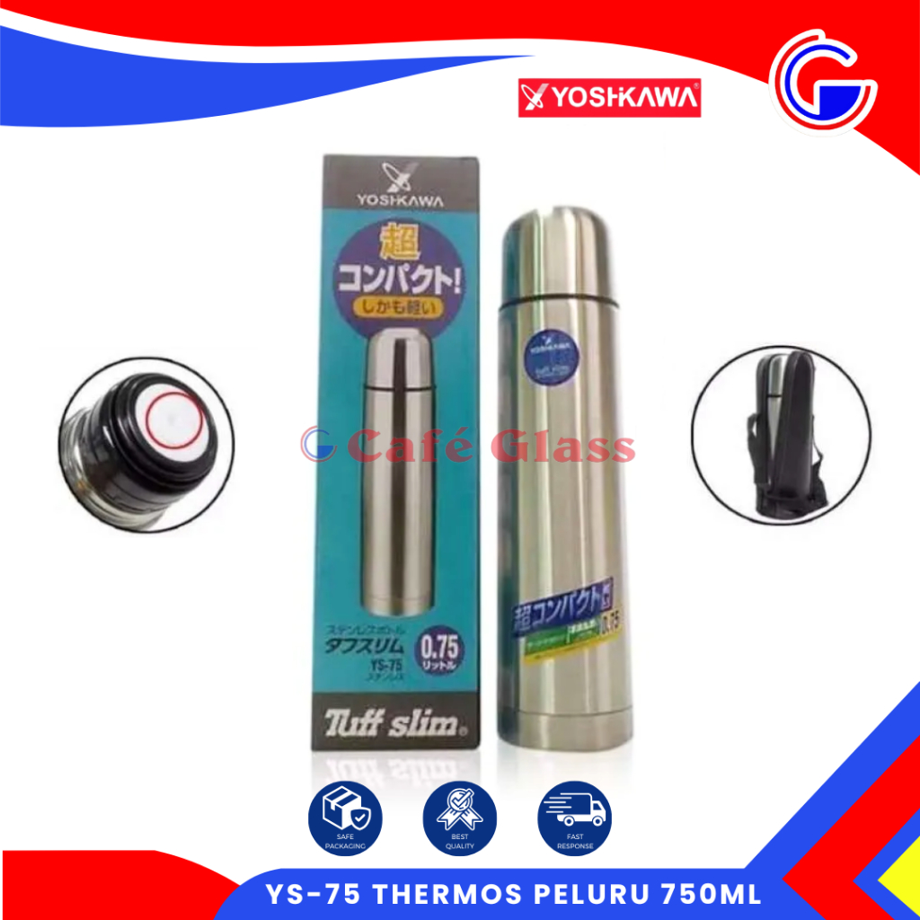 Yoshikawa Termos Peluru 750Ml Stainless Steel Tahan 24 Jam Panas Dingin - Botol Susu Bayi Kopi - Tumbler Vacuum Flask Jepang