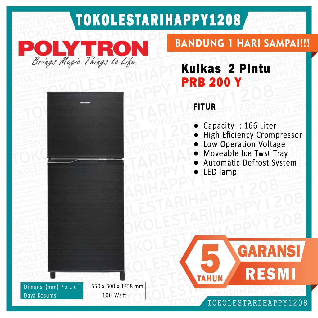 Jual KULKAS 2 PINTU POLYTRON 210 LITER PRB 219 B/R GARANSI RESMI MURAH ...