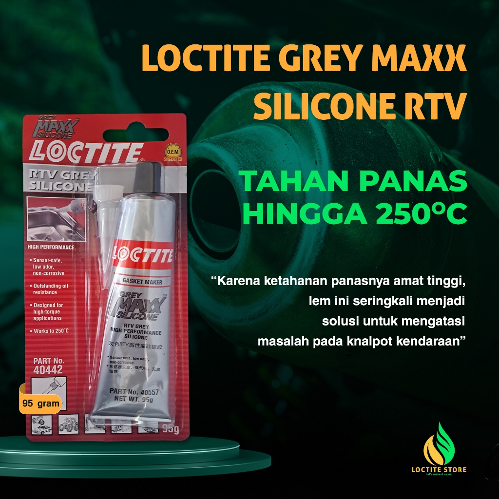 Jual LEM SILICONE RTV TAHAN PANAS TINGGI LOCTITE GREY MAXX 95 GRAM ...