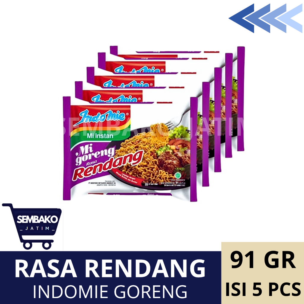Jual INDOMIE MIE GORENG RASA RENDANG 91 GRAM ISI 5 PACK || INDOMIE ...