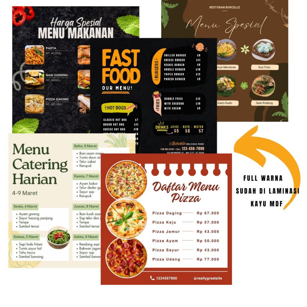 Jual Daftar Menu Makanan Minuman Cafe Custom UKURAN 20 X 30 | 30 x 40 ...
