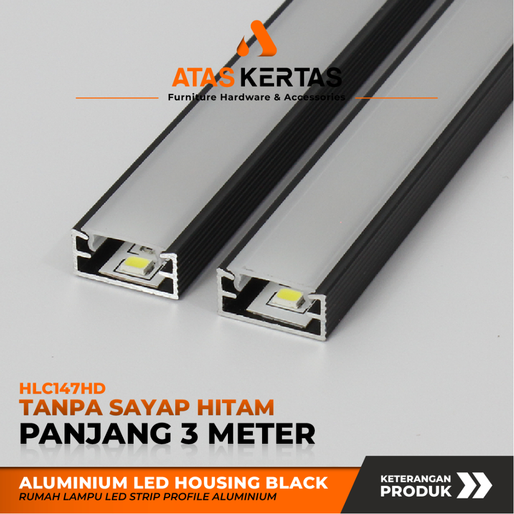Jual Housing Led Strip 3meter Hitam Slim | Cover Kap Rumah Lampu Led ...