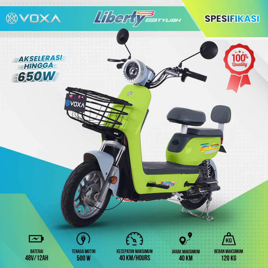 VOXA Sepeda Listrik Liberty Stylish Terbaru motor 500 watt 150KG Dewasa anak baterai 48v/12ah