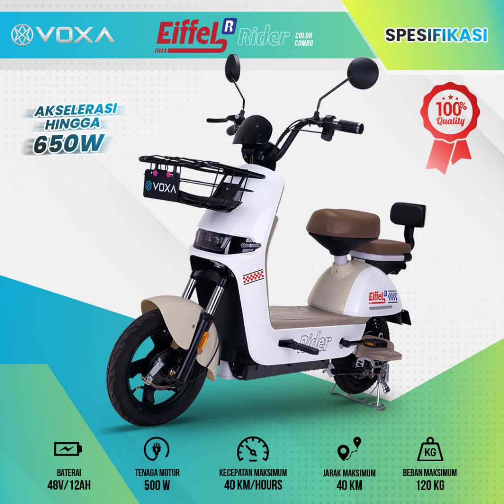 Sepeda Listrik Voxa Eiffel RIDER Terbaru 500 watt motor 48V/12AH Murah
