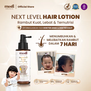 Moell Hair Lotion 100ml Dengan Panax Ginseng, Kemiri, Biotin - Menumbuhkan & Melebatkan dalam 7 Hari - Fragrance Allergen Free - Perawatan Rambut - Skincare Anak - Skincare Bayi