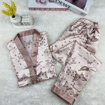 NOIRI Piyama Wanita Set Satin Lengan Pendek Celana Panjang Bahan Satin Premium Baju Tidur