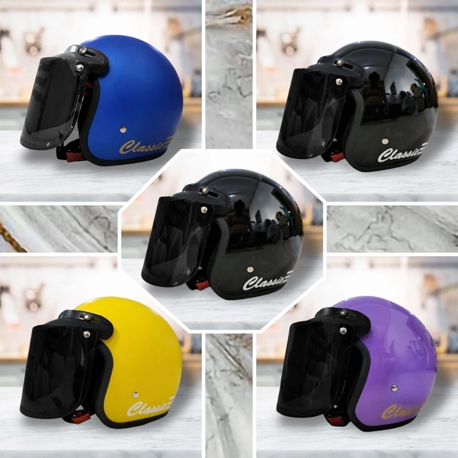 Jual Helm Bogo Full Leher CLASSIC elegan garis tiga viral pria wanita ...