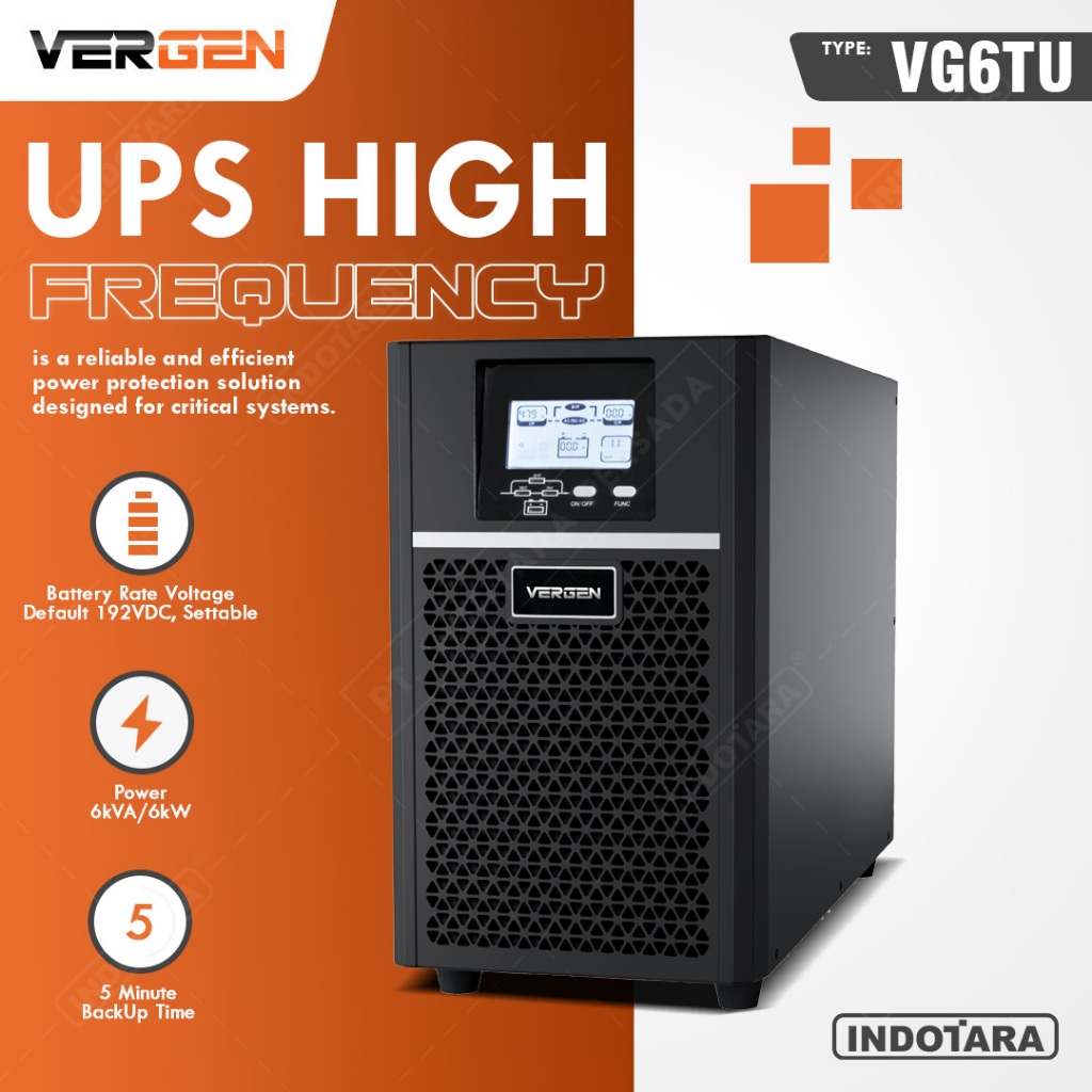 Jual UPS 1 Phase 6KVA Vergen Heavy Duty High Frequency UPS System VG6TU ...
