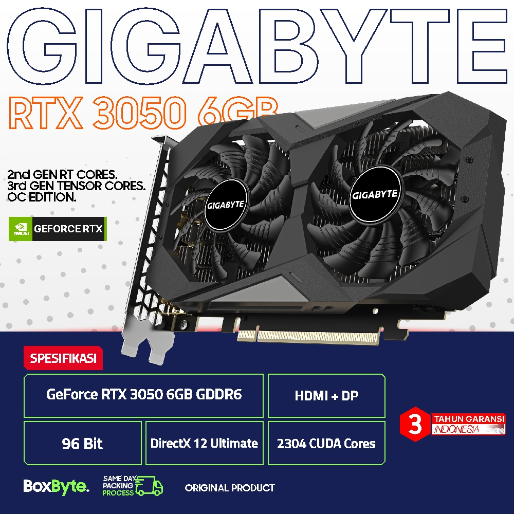 Jual VGA GeForce RTX 3050 6GB GDDR6 GIGABYTE Windforce OC / VGA RTX ...