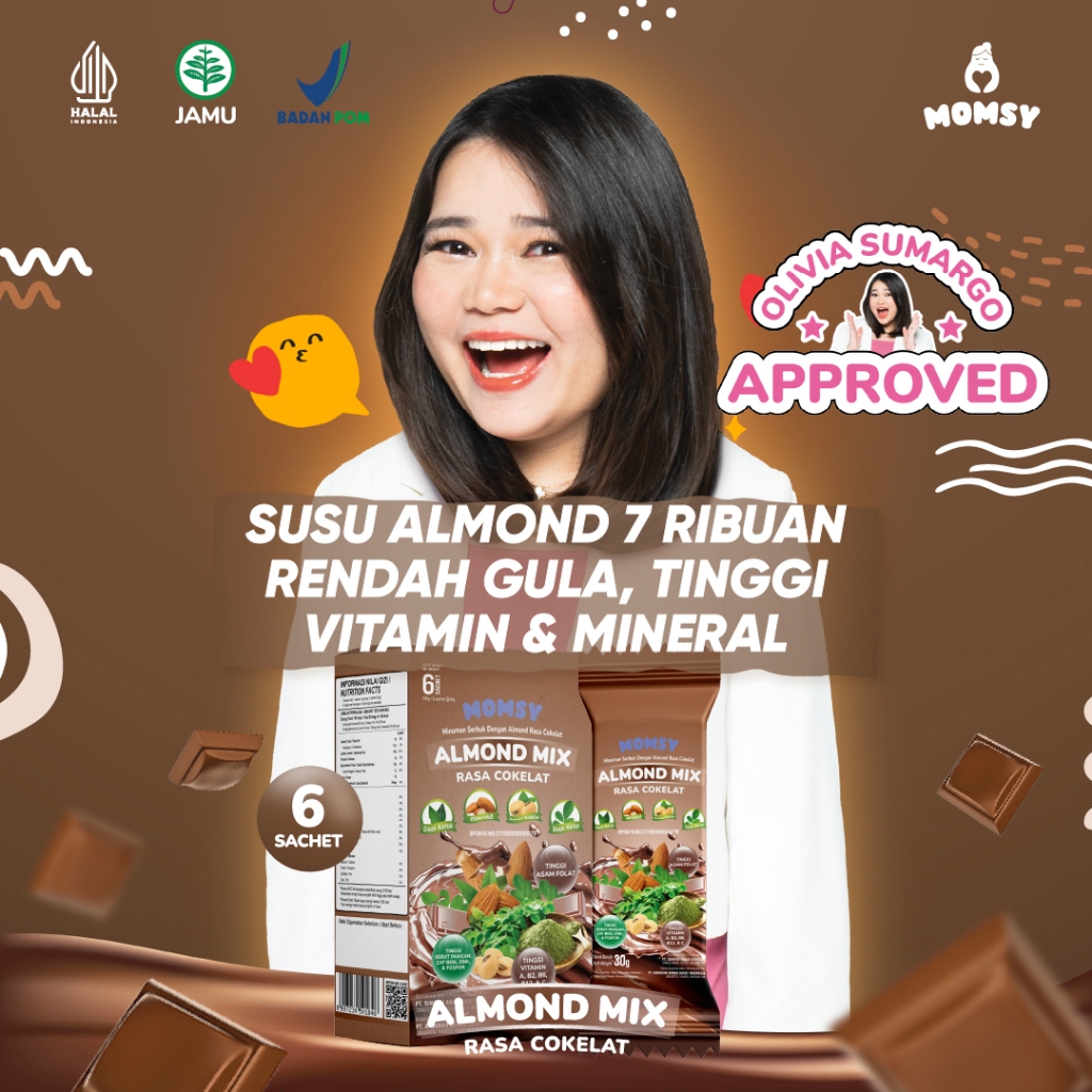 Jual MOMSY ALMOND MIX RASA COKELAT 6 sachet ] Daun Katuk Daun Kelor ...