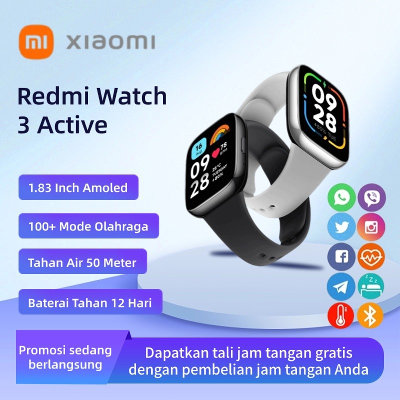 Xiaomi Redmi Watch Active Inch Amoled Tahan Air 5ATM Baterai  Tahan 12 Hari