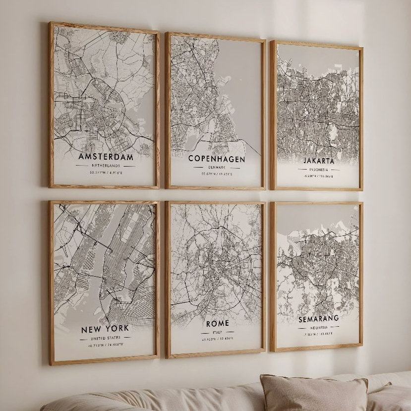 Jual Poster House Frame Poster CITY MAP SERIES 1 Premium Frame Tanpa ...