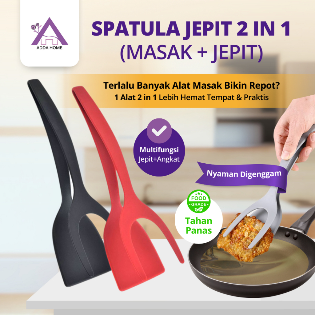 Jual Spatula Jepit 2 in 1 Pencapit Steak Gorengan Roti Serbaguna ...